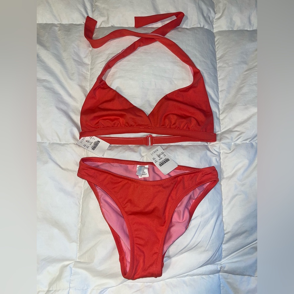 J. Crew Coral and Pink Bikini Set XS/S NWT